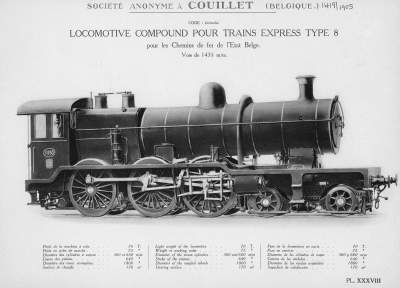 <b>Locomotive compound pour trains express Type 8</b><br>pour les Chemins de fer de l'Etat Belge<br>Voie de 1435 m/m 